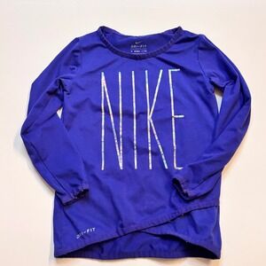 Nike Dri Fit Kids Long Sleeve Shirt Purple Size 2T Athletic Top Spring Toddler